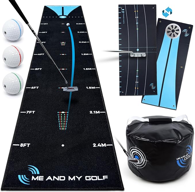 Off-Season Golf Training Bundle – Includes Stroke Trainer, Breaking Ball Putting Mat, Impact Bag & Mini-Max Mirrors.